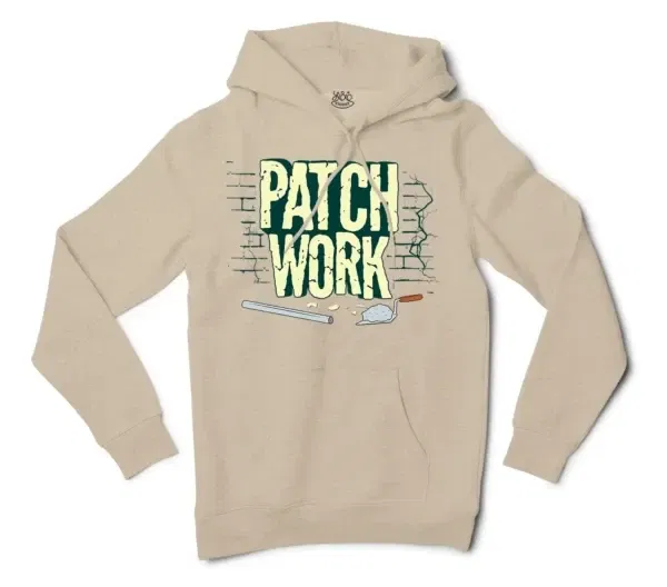 Patch Work Men/Unisex Hoodie in Sandstone Color