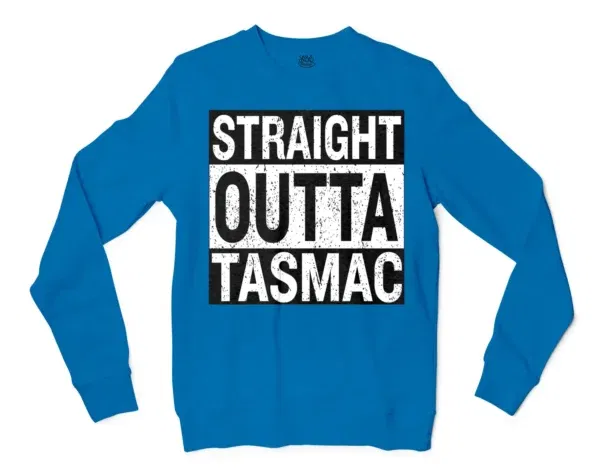 Straight Outta Tasmac Men/Unisex Long Sleeve T-Shirt in Sapphire Color