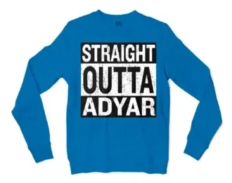 Straight Outta Adyar Men/Unisex Long Sleeve T-Shirt in Sapphire Color