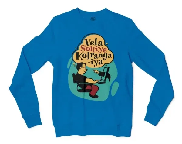 Vela Soliye Kolrangaiya Men/Unisex Long Sleeve T-Shirt in Sapphire Color