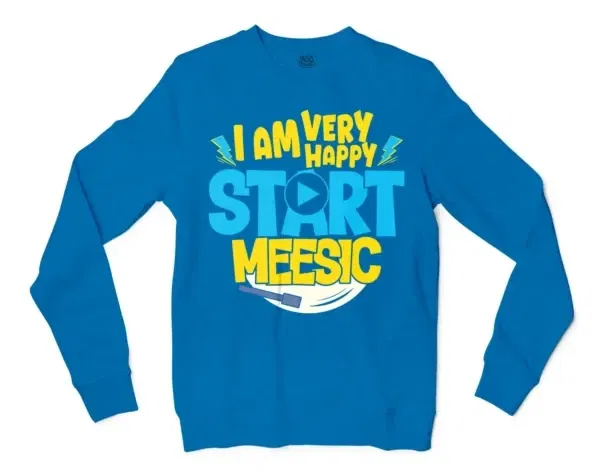 I Am Very Happy… Start Meesic Men/Unisex Long Sleeve T-Shirt in Sapphire Color