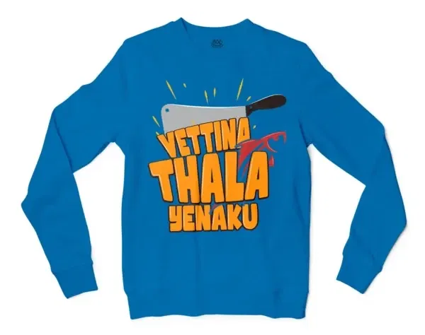 Vettina Thala Yenaku Men/Unisex Long Sleeve T-Shirt in Sapphire Color