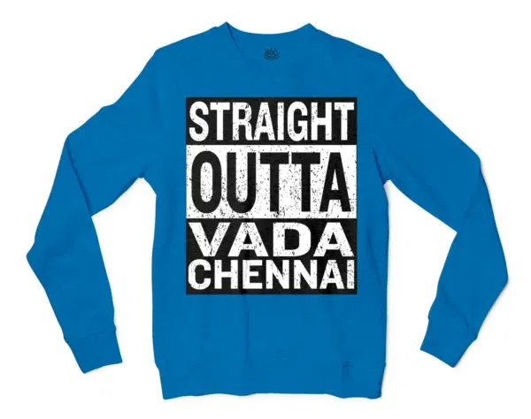 Straight Outta Vada Chennai Men/Unisex Long Sleeve T-Shirt in Sapphire Color