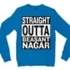 Straight Outta Beasant Nagar Men/Unisex Long Sleeve T-Shirt in Sapphire Color
