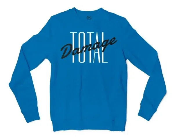 Total Damage Men/Unisex Long Sleeve T-Shirt in Sapphire Color