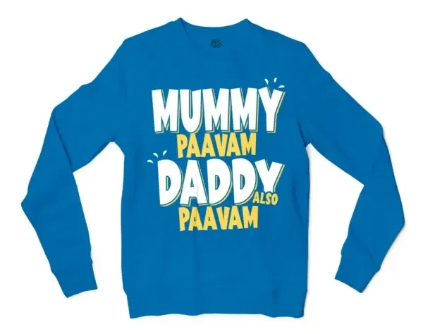 Mummy Paavam, Daddy Also Paavam Men/Unisex Long Sleeve T-Shirt in Sapphire Color