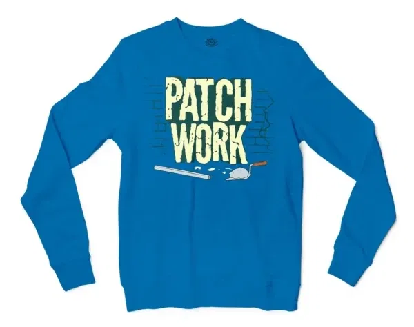 Patch Work Men/Unisex Long Sleeve T-Shirt in Sapphire Color