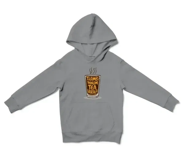 Thambi Innum Tea Varala Unisex Youth Hoodie in Sport Grey Color