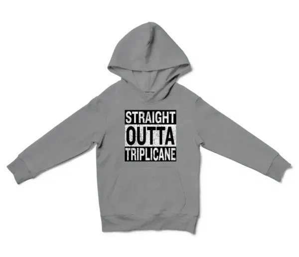 Straight Outta Triplicane Unisex Youth Hoodie in Sport Grey Color