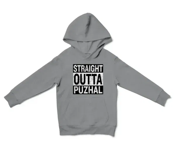 Straight Outta Puzhal Unisex Youth Hoodie in Sport Grey Color