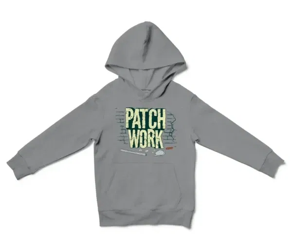 Patch Work Unisex Youth Hoodie in Sport Grey Color