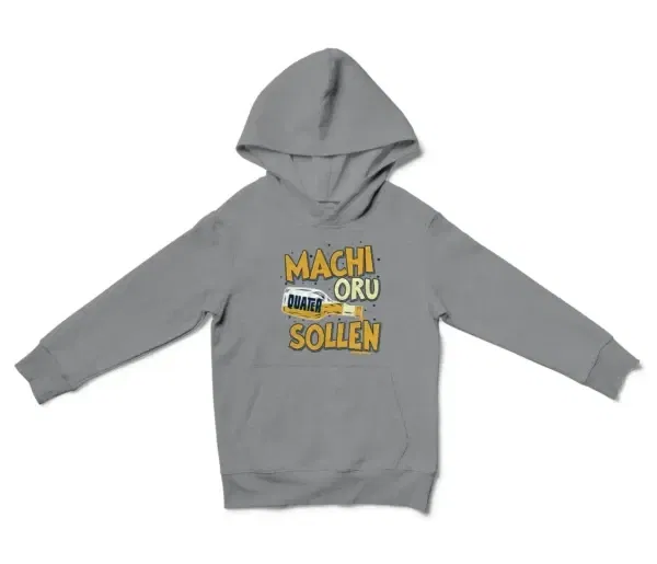 Machi Oru Quater Sollen Unisex Youth Hoodie in Sport Grey Color