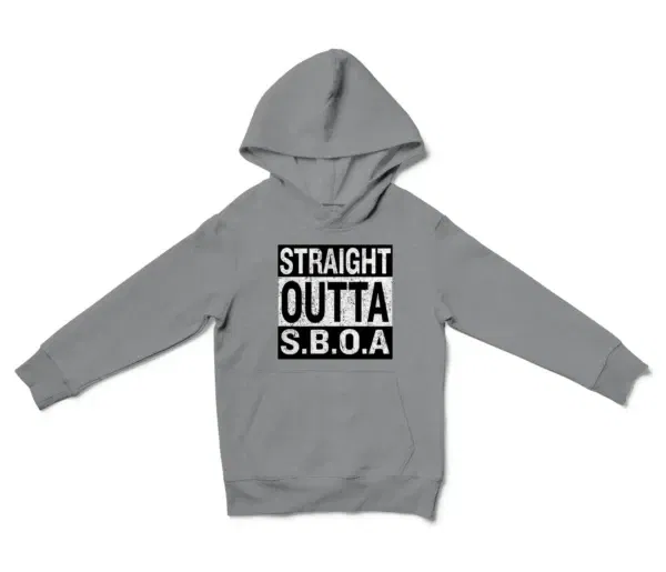 Straight Outta Sboa Unisex Youth Hoodie in Sport Grey Color