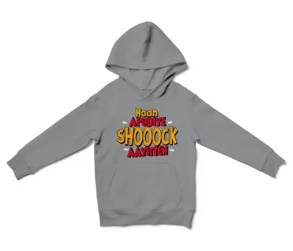 Naan Apudiye Shoooock Aayitten Unisex Youth Hoodie in Sport Grey Color