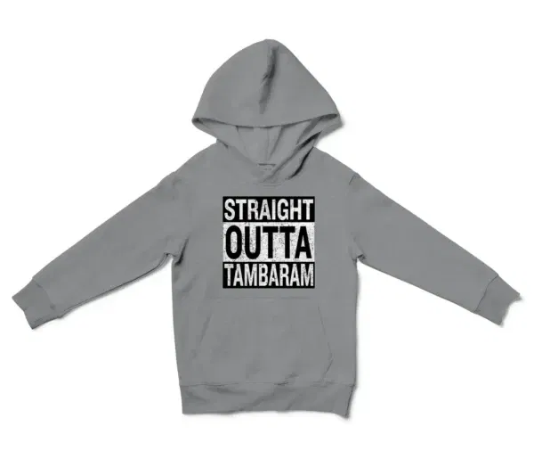 Straight Outta Tambaram Unisex Youth Hoodie in Sport Grey Color