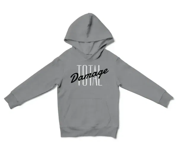 Total Damage Unisex Youth Hoodie in Sport Grey Color