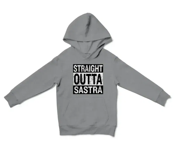 Straight Outta Sastra Unisex Youth Hoodie in Sport Grey Color