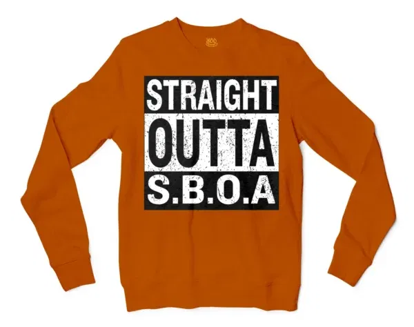 Straight Outta Sboa Men/Unisex Long Sleeve T-Shirt in Texas Orange Color