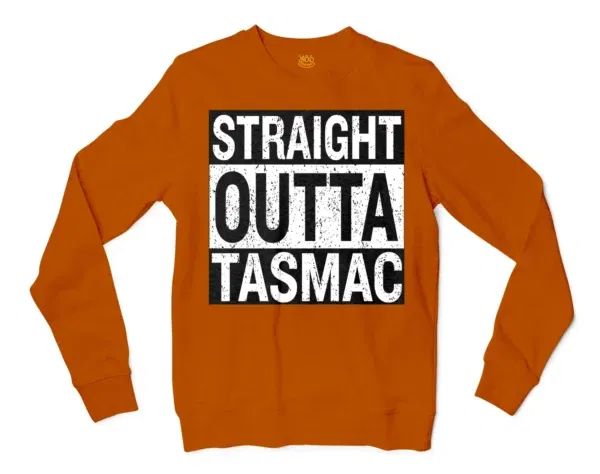 Straight Outta Tasmac Men/Unisex Long Sleeve T-Shirt in Texas Orange Color