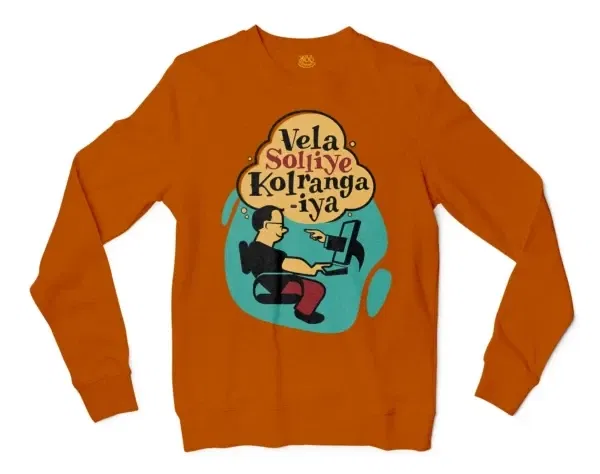 Vela Soliye Kolrangaiya Men/Unisex Long Sleeve T-Shirt in Texas Orange Color