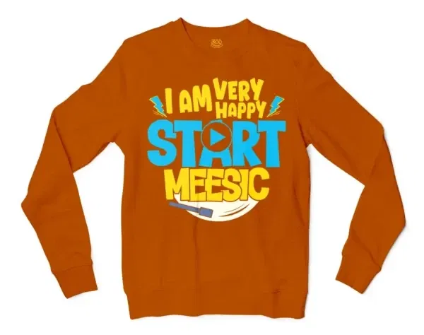 I Am Very Happy… Start Meesic Men/Unisex Long Sleeve T-Shirt in Texas Orange Color