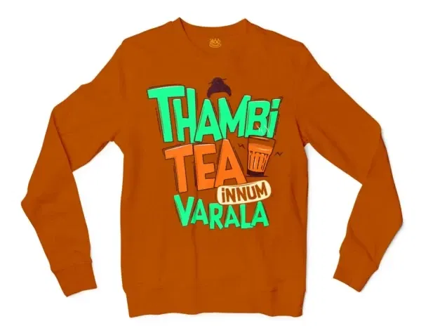 Thambi Tea Innum Varala Men/Unisex Long Sleeve T-Shirt in Texas Orange Color