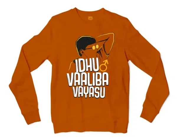 Idhu Vaaliba Vayasu Men/Unisex Long Sleeve T-Shirt in Texas Orange Color