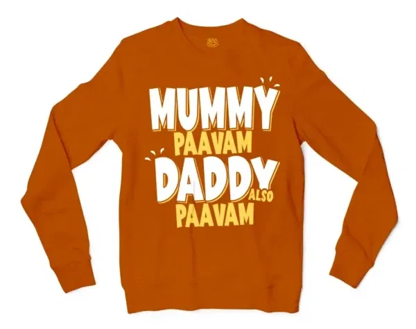 Mummy Paavam, Daddy Also Paavam Men/Unisex Long Sleeve T-Shirt in Texas Orange Color