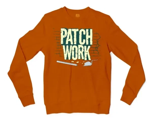 Patch Work Men/Unisex Long Sleeve T-Shirt in Texas Orange Color