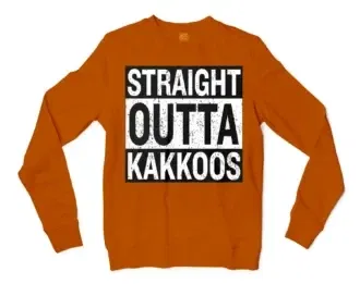 Straight Outta Kakkoos Men/Unisex Long Sleeve T-Shirt in Texas Orange Color