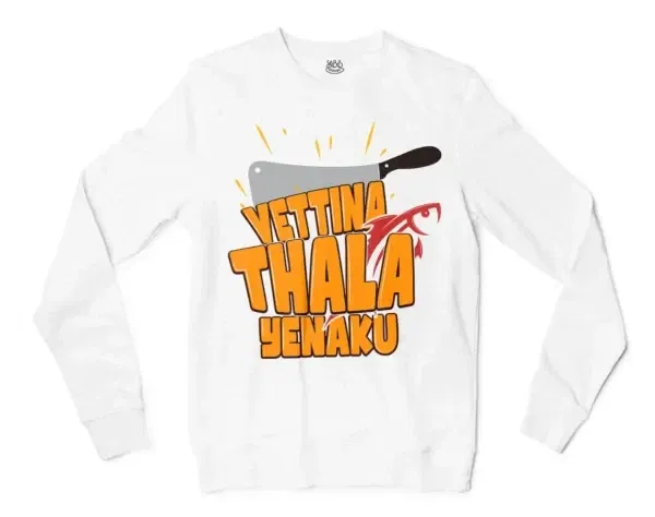 Vettina Thala Yenaku Men/Unisex Long Sleeve Sweatshirt in White Color