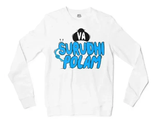 Va Surudhi Polam Men/Unisex Long Sleeve Sweatshirt in White Color