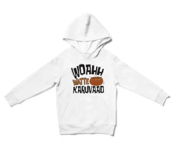 Woahh!! Watte Karuvaad Unisex Youth Hoodie in White Color