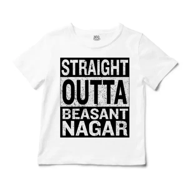 Straight Outta Beasant Nagar Unisex Toddler T-Shirt in White Color