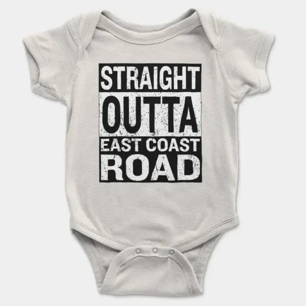 Straight Outta Ecr Short Sleeve Baby Onesie in White Color