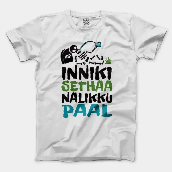 Inniki Setha Nalaiku Paal Men/Unisex T-Shirt in White Color