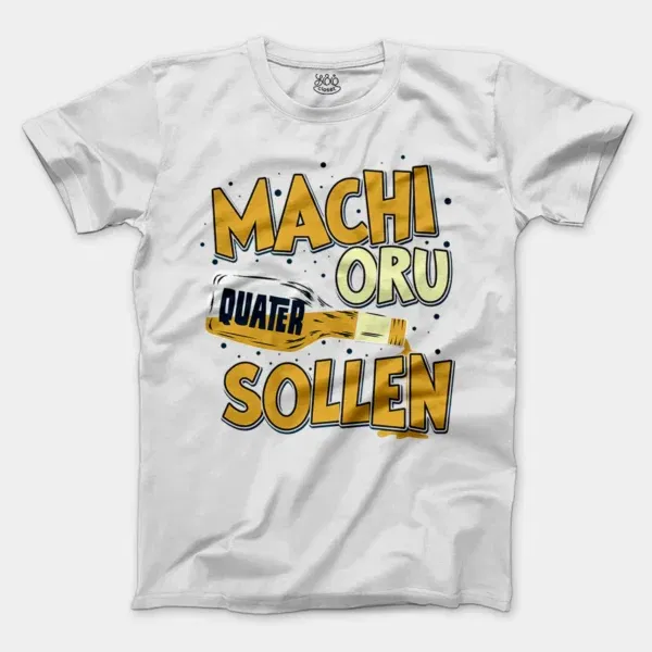 Machi Oru Quater Sollen Men/Unisex T-Shirt in White Color