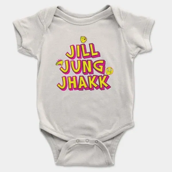 Jill Jung Jhakk Short Sleeve Baby Onesie in White Color