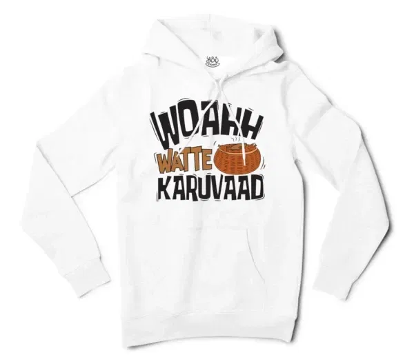 Woahh!! Watte Karuvaad Men/Unisex Hoodie in White Color