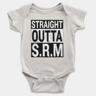 Straight Outta Srm University Short Sleeve Baby Onesie in White Color