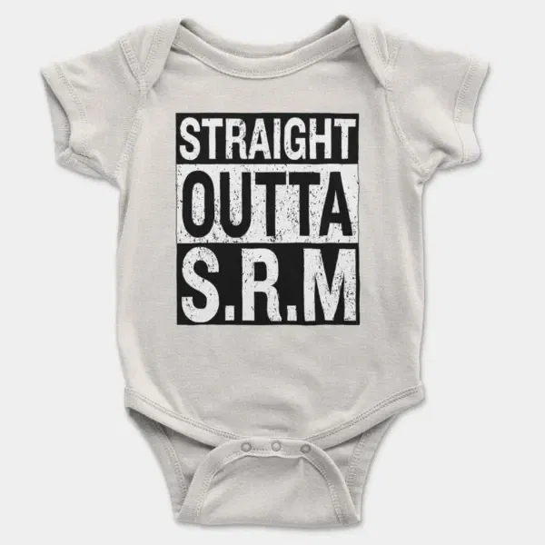 Straight Outta Srm University Short Sleeve Baby Onesie in White Color