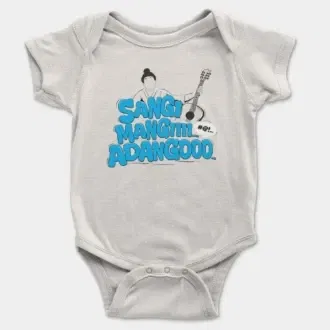 Sangi Mangiiiii….. Adangoooo Short Sleeve Baby Onesie in White Color