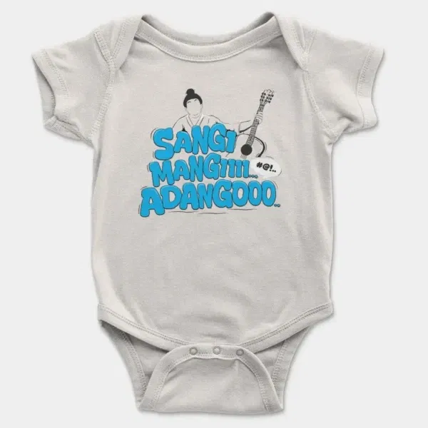 Sangi Mangiiiii….. Adangoooo Short Sleeve Baby Onesie in White Color