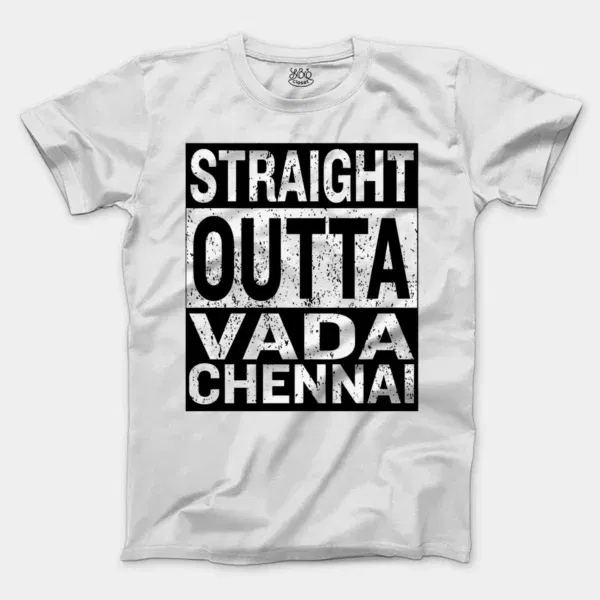 Straight Outta Vada Chennai Men/Unisex T-Shirt in White Color