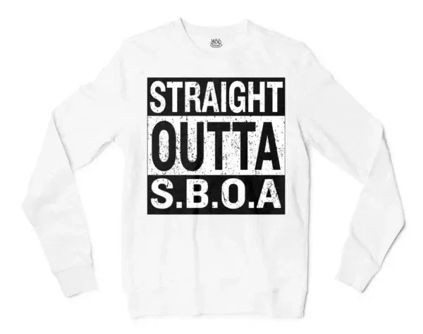 Straight Outta Sboa Men/Unisex Long Sleeve Sweatshirt in White Color