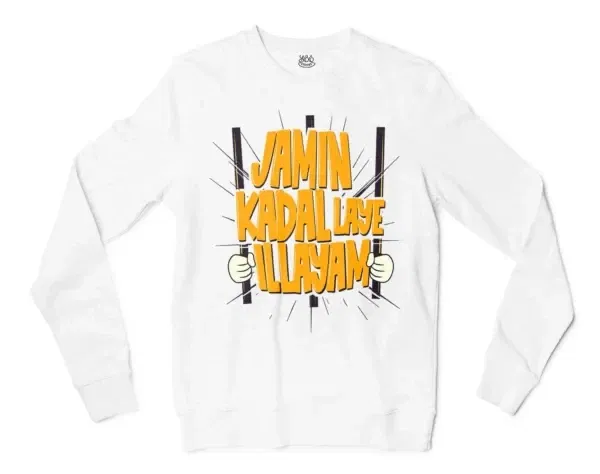 Jamin, Kadal Laye Illayam Men/Unisex Long Sleeve Sweatshirt in White Color