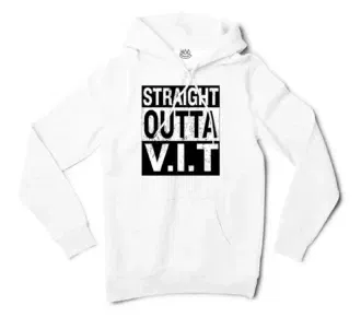 Straight Outta Vit Men/Unisex Hoodie in White Color