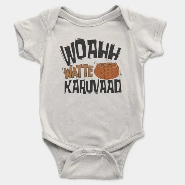 Woahh!! Watte Karuvaad Short Sleeve Baby Onesie in White Color