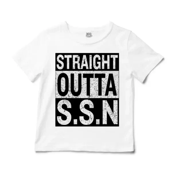 Straight Outta Ssn University Unisex Toddler T-Shirt in White Color