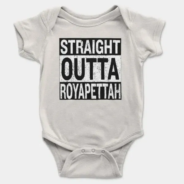 Straight Outta Royapettah Short Sleeve Baby Onesie in White Color